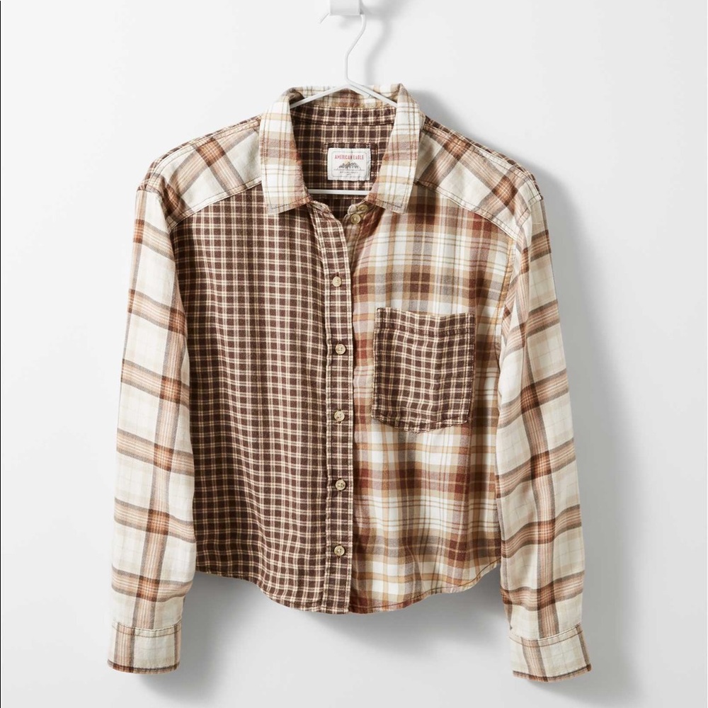 american eagle cozy cabin cropped flannel